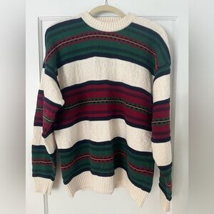 VTG VAN HEUSEN Striped Multicolor crewneck 3D KNIT Sweater MENS small unisex 90s